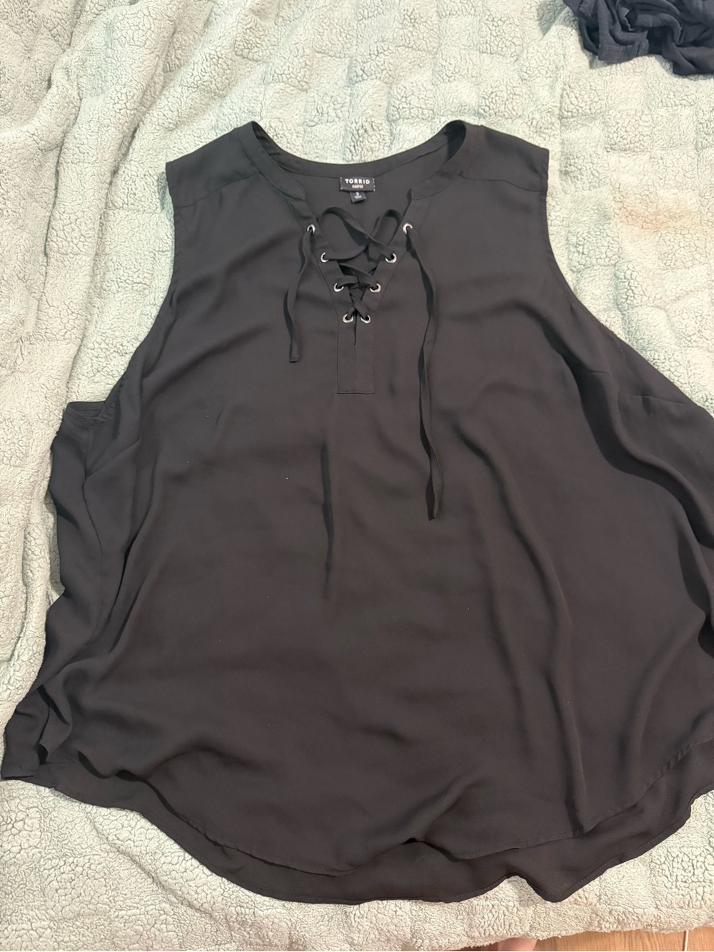 Torrid Lace-Up Sleeveless Blouse - Black